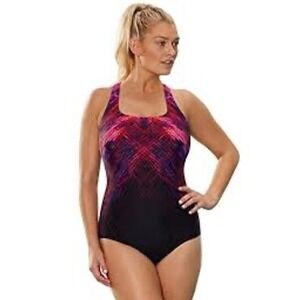 Swimsuits For All Aquabelle 1piece  Swimsuit Pink Purple Abstract 132554 Size 12